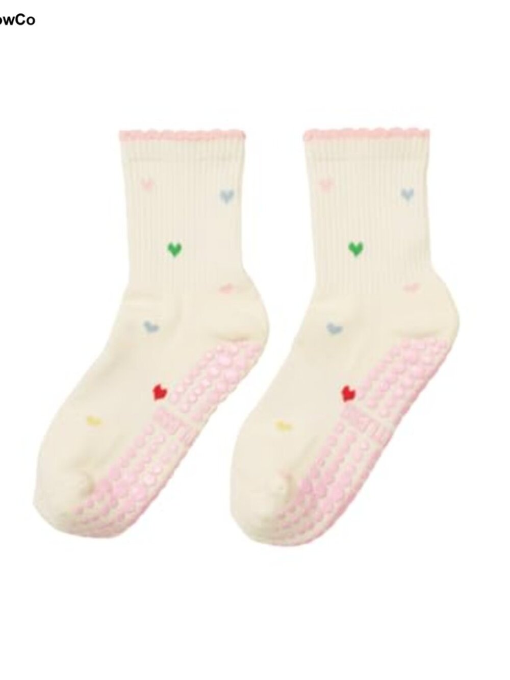 Pilates Grip Socks for Women Non-Slip Cotton Barre Yoga Crew Socks